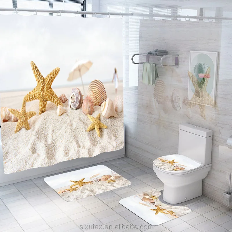 Polyester waterproof free shower curtain ring cortina de ducha personalizada custom shower curtains