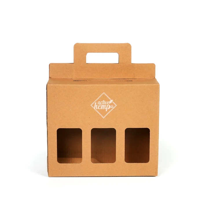 Wholesale customized eco-friendly kraft 4/6/8 pack beverage drinking wine packaging beer can gift boxes with handle