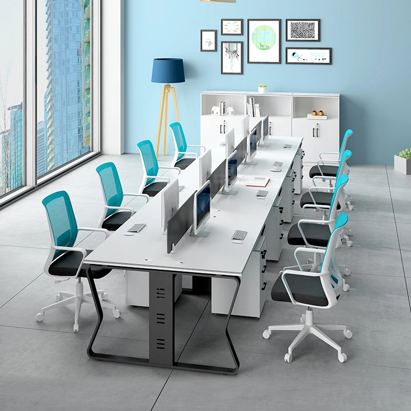 Meetco White Workstations Office Desk Modern Design 4 6 Seater Staff Office Cubicle Workstation