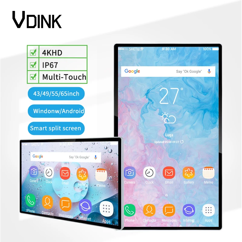 VDINK 43 49 55 65 Inch 4KHD Screen Totem Advertising Playing Equipment Kiosks Advertising Players Digital Signage for Wall Mount
