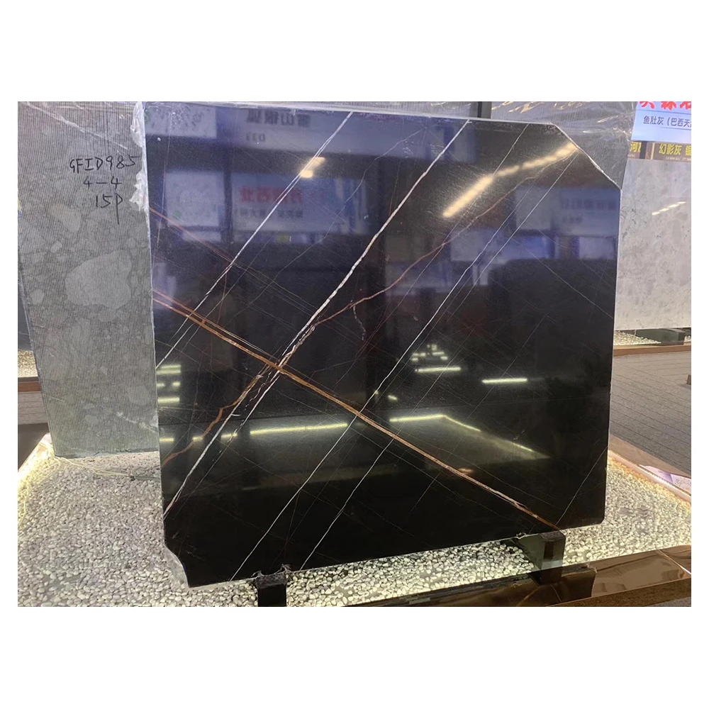 Tunisian Nero Sahara  Black Marble St.Laurent  Gold Marble  Slab Stone Floor Tile