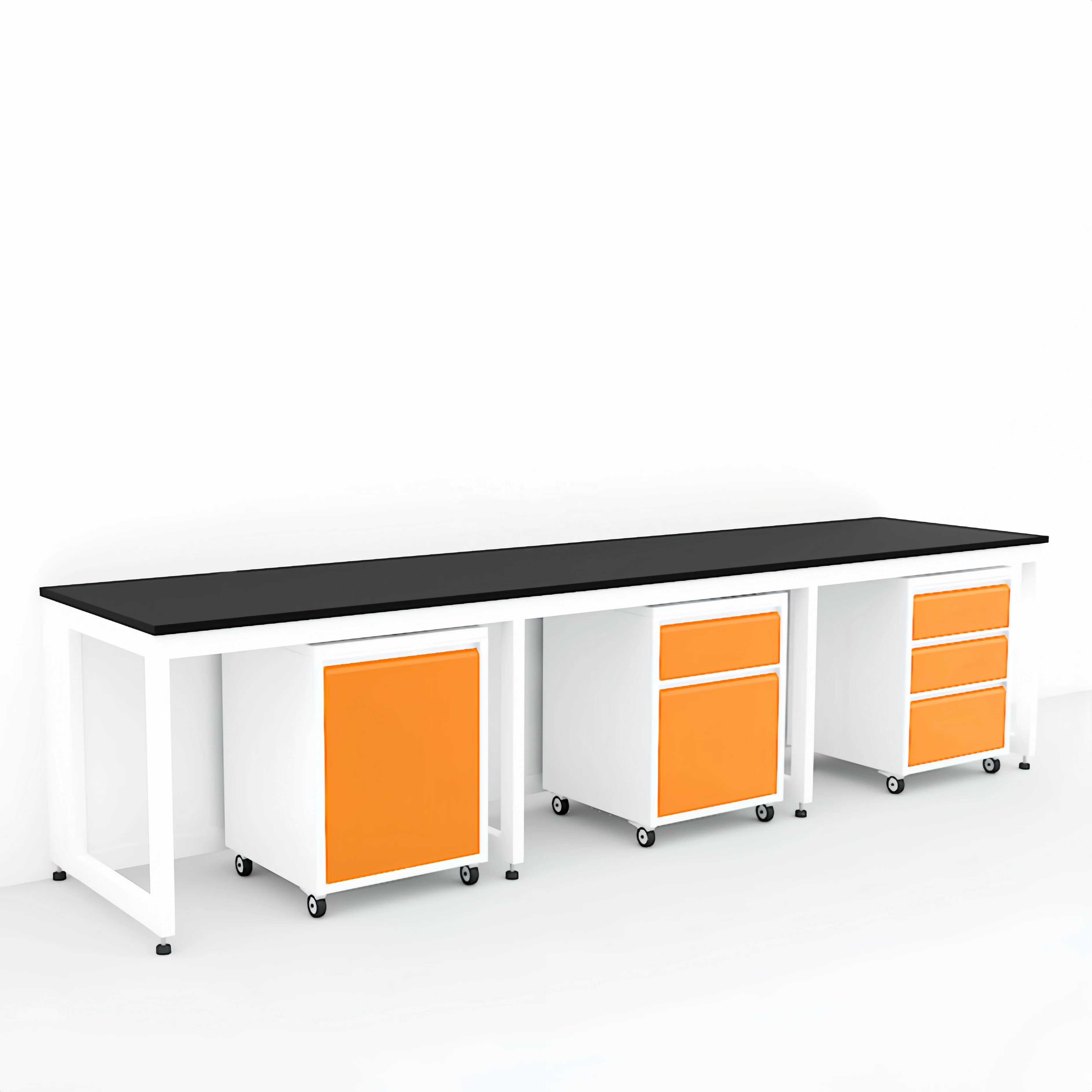 Orange Mobile Modular Chemical-Proof Laboratory Furniture H-Frame Lab Work Bench