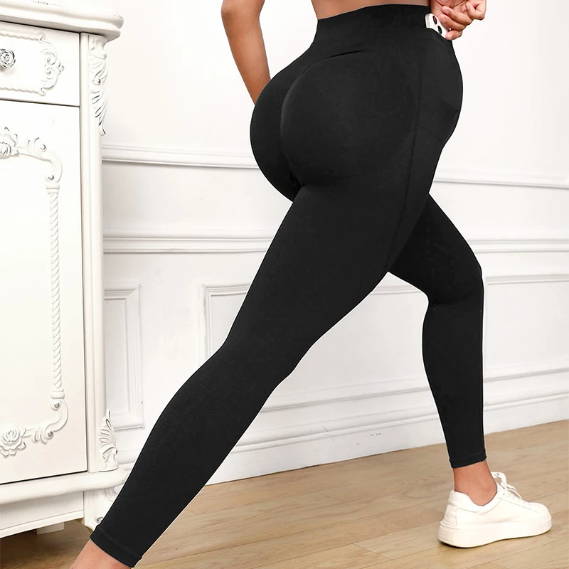 FLW Women High Waist Tummy Control Comfort Pregnancy Maternity Belly Leggings With Pocket
