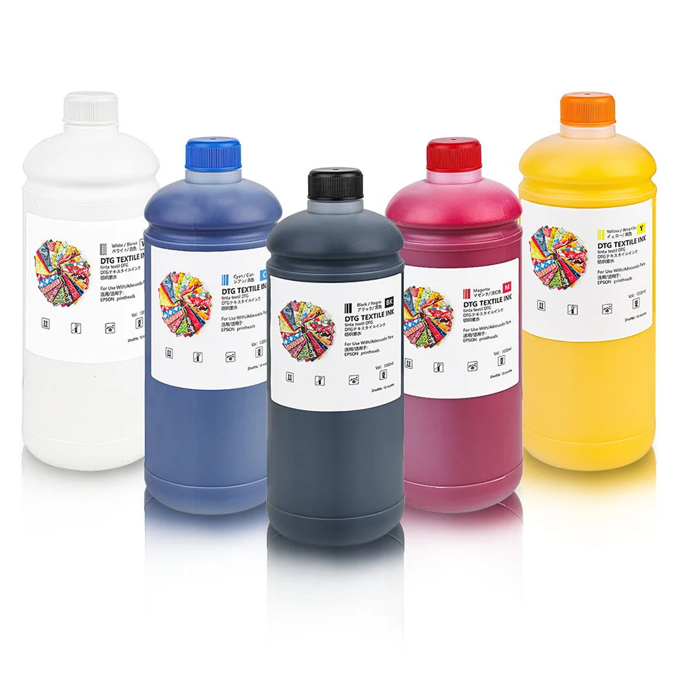 Dtg printer ink 1000ml Textile 5 colors Ink dtg ink For Epson L1800 F2000 F2100 F2130 F2140 F2150 F2160 XP600 I3200 4720 printer