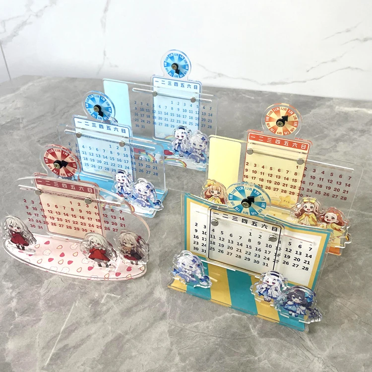 Anime Character Acrylic Stand Display Plate Calendar DIY Plastic Goods Display Desk Calendar Acrylic Frame Standee