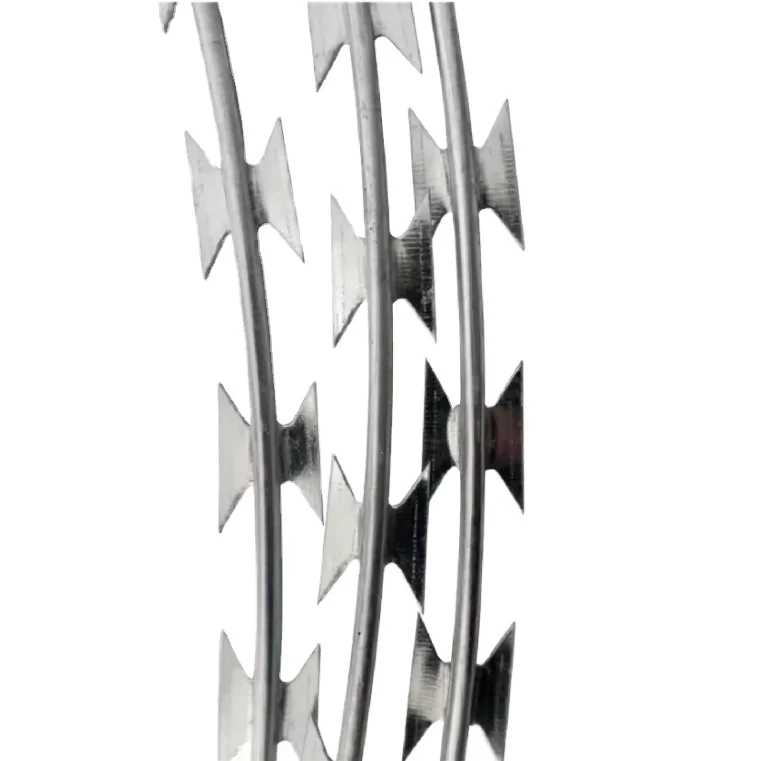 High Tensile retractable helical triple concertina 960mm coil diameter concertina plate razor barbed wire