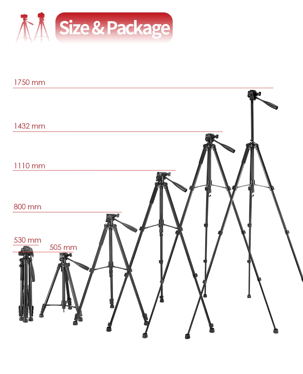 Kingjoy VT-860S Phone Tripod with Carry Bag for Live Streaming Extendable Travel Lightweight Photo Tripod Stand