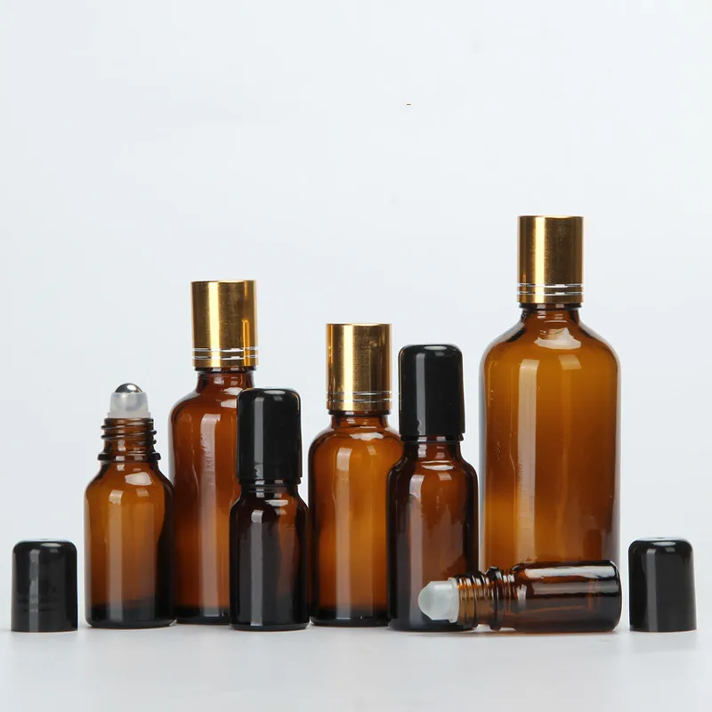 1ml 2ml 3ml 5ml 8ml 10ml 15ml 20ml roll on glass clear green blue amber essential oil metal roller bottle with roller