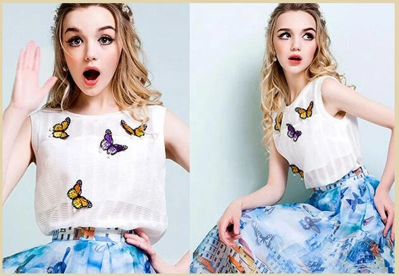 Factory Custom patch alibabass high quality iron on or sewing butterfly embroidered patches for woman skirt