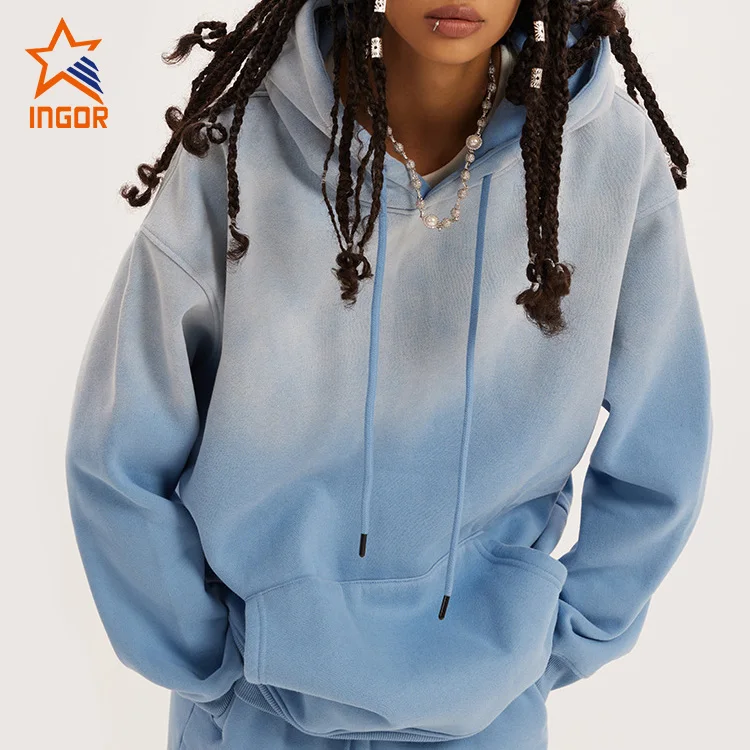 Ingor Distressed Wash Hoodies Oversized High Quality 100% Cotton Fleece Acid Wash Hoodie Vintage for Unisex