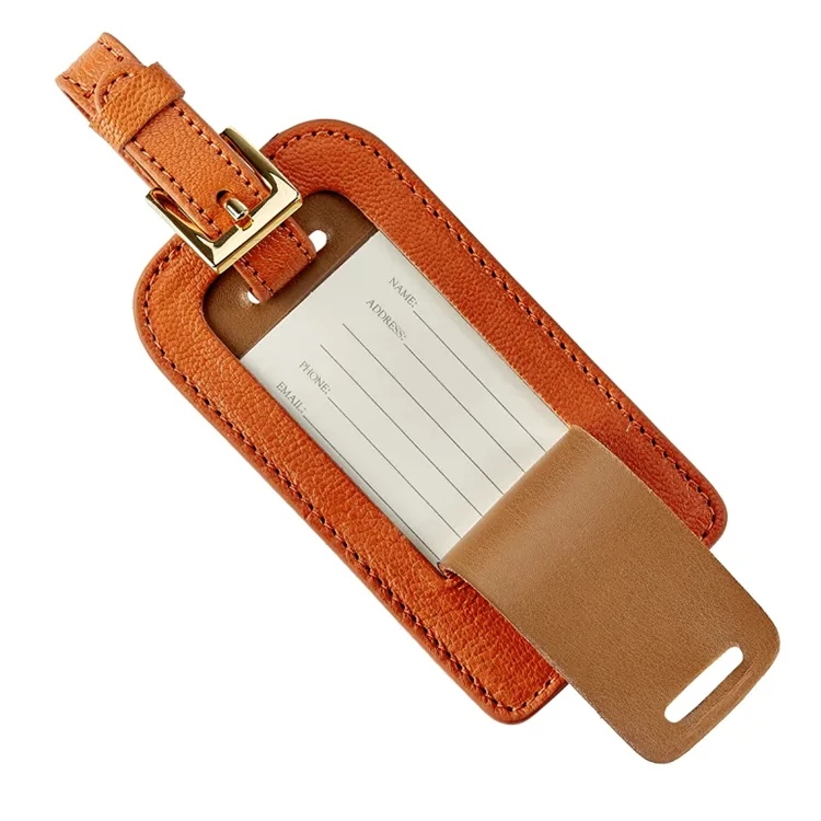 Travel Baggage Tag Airline Suitcase Blank Claim Tag Personalized Name Card Holder Strap Pu Leather Luggage Tag