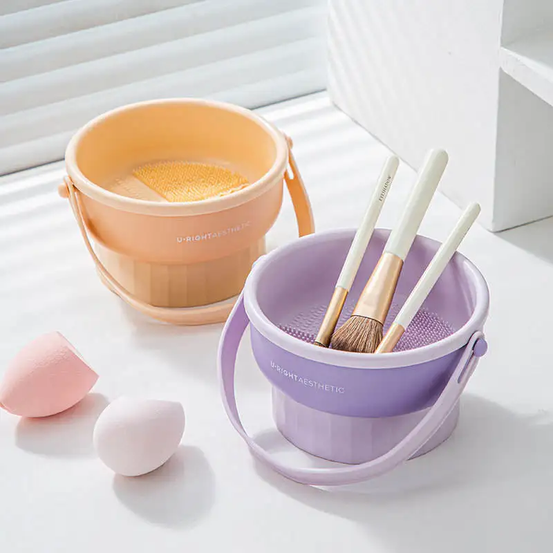SENKA 3 In 1 Silicone Brush Cleaner Dryer Tray Brushes Drying Rack Holder Cleaner Pad Bowl Silicone Makeup Sponge Brush Cleaner