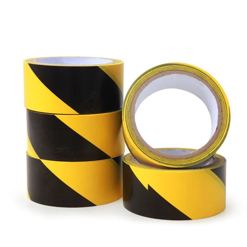 PVC Yellow Black Color Warning Floor Marking Tape Electrical Insulating Adhesive PVC Tape