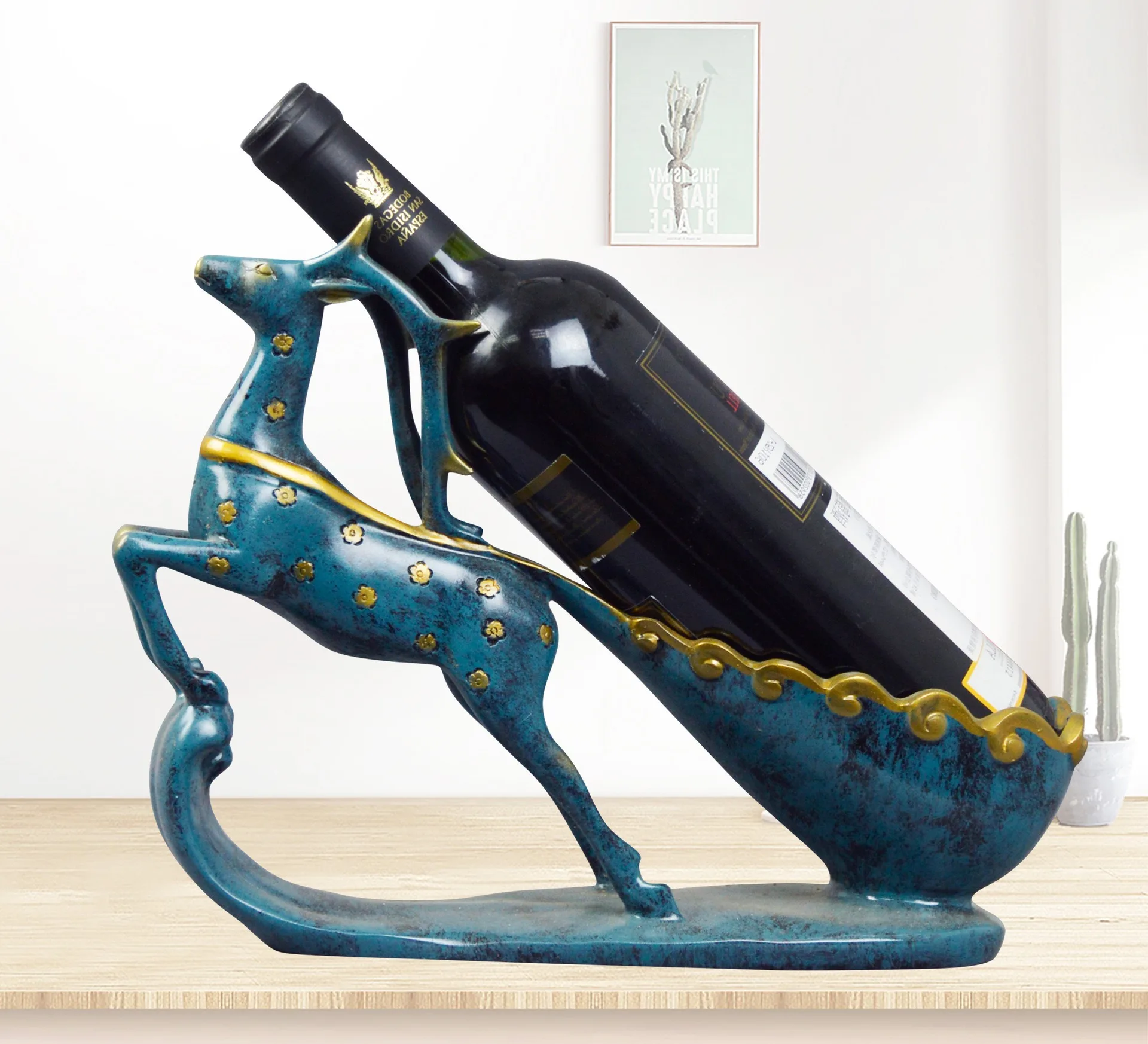 Creative Wine Rack Decoration Resin Deer Crafts Home Bookcase Wine Cabinet Desktop Decoration Decoration