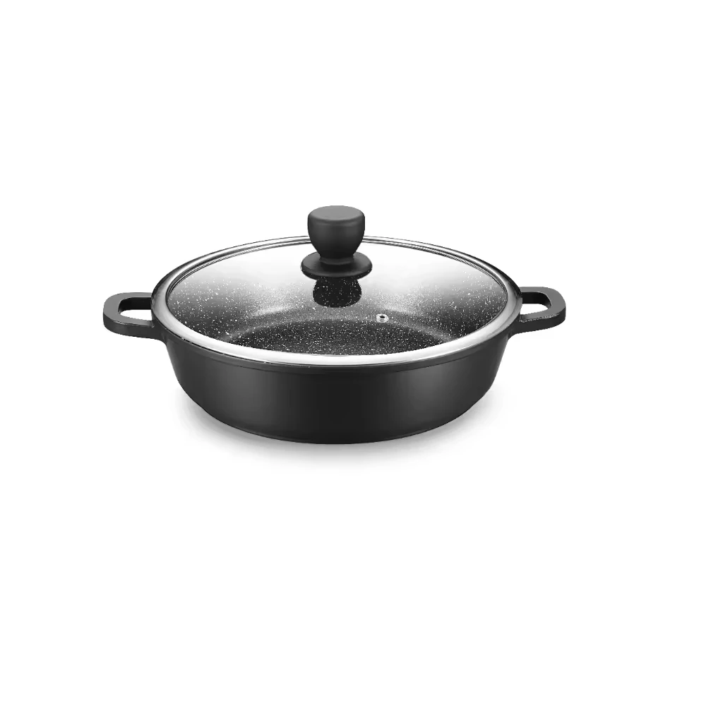 2024 Popular Customized Logo Cooking Non Stick Cast Aluminum Casserole With Clear Glass