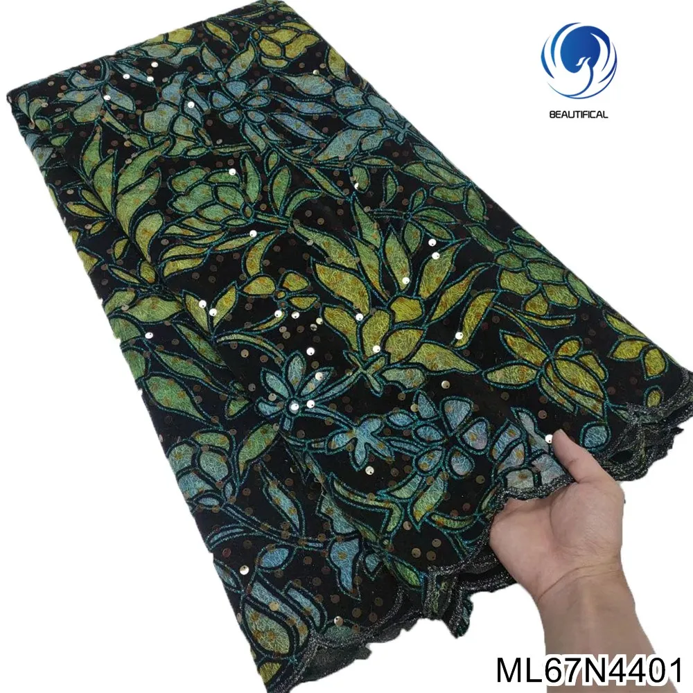 Beautifical Velvet lace fabric 2022 Hot sale African lace ML67N22