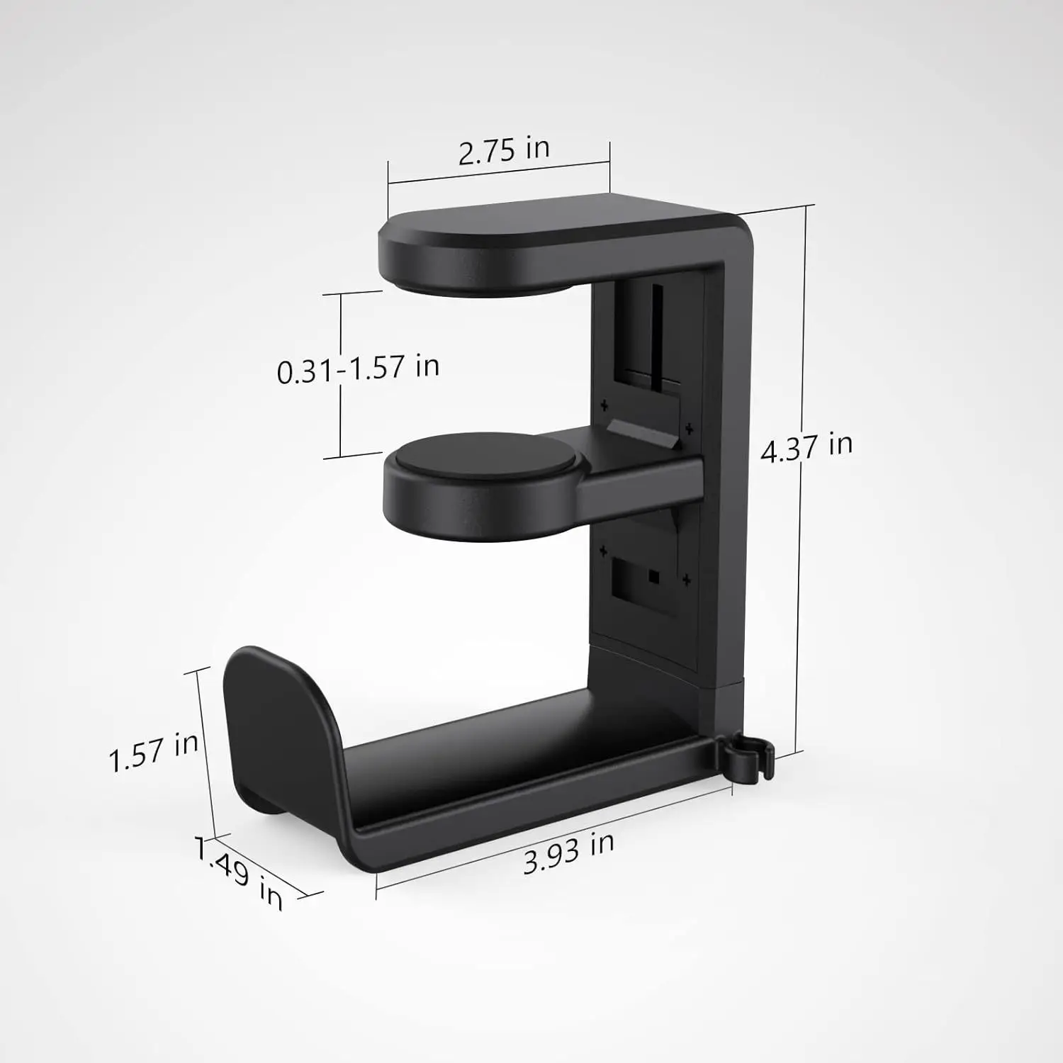 Storage Rack Adjustable Black Aluminum clamp Headphone Gamepad Hanger Under Desk Headset Holder
