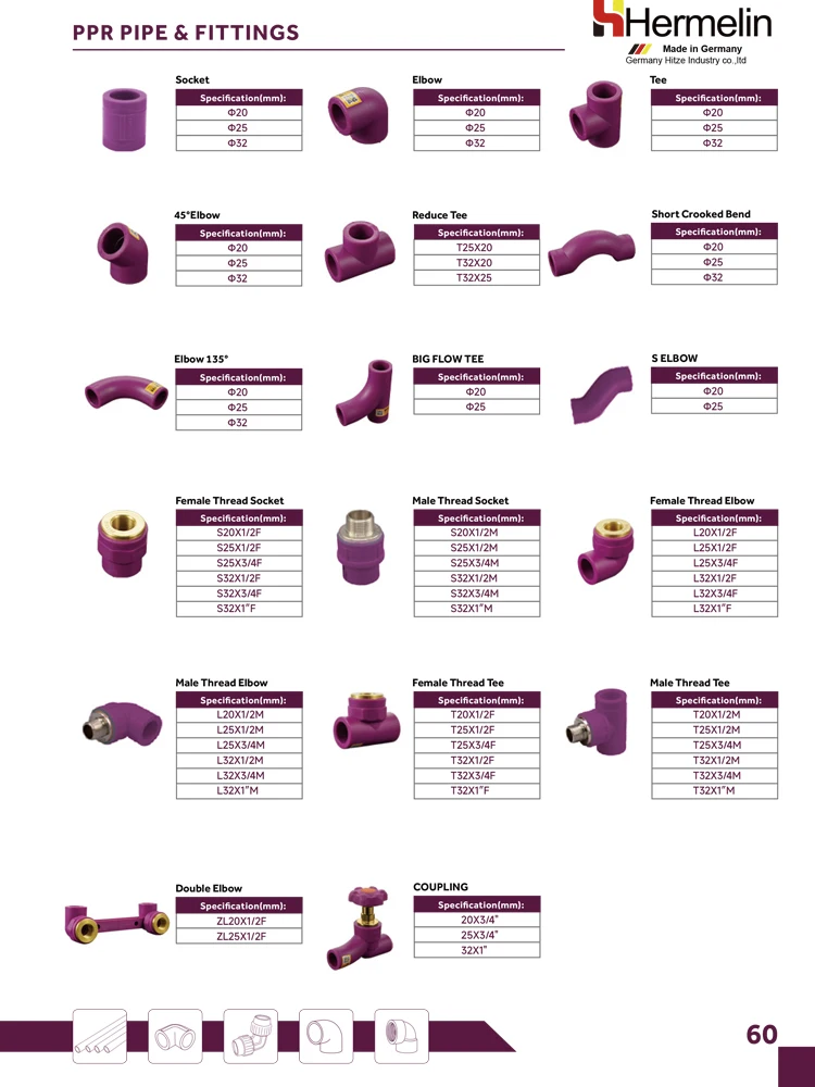 IFAN Germany Standard Water Pipes Distributor Plumbing Materials Blue PN25 All Types PPR Fittings