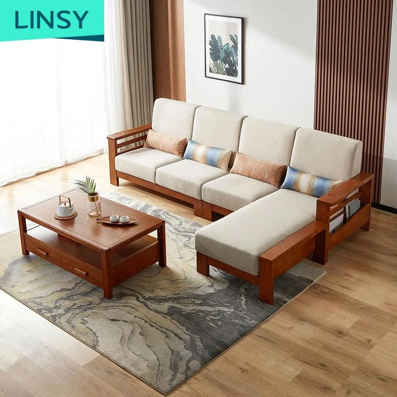Linsy деревянная уголовая Диванный гарнитур Новая модель деревянный диван наборы мебели пол из цельного массива новая современный IE1K-A