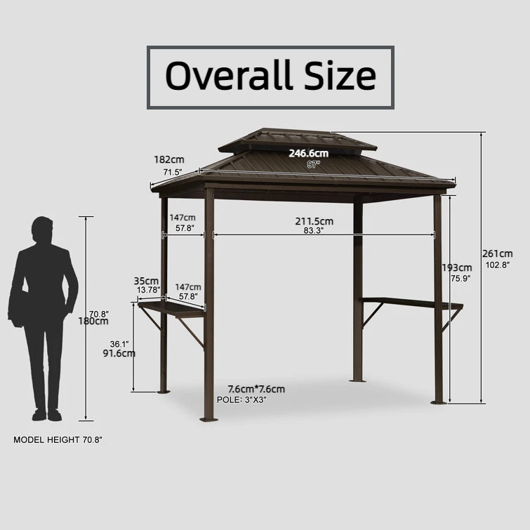 Cheap Hardtop Steel Grill BBQ Gazebos Outdoor Garden Shelving Backyard Sun Shelter Hardtop Steel Grill BBQ Gazebos