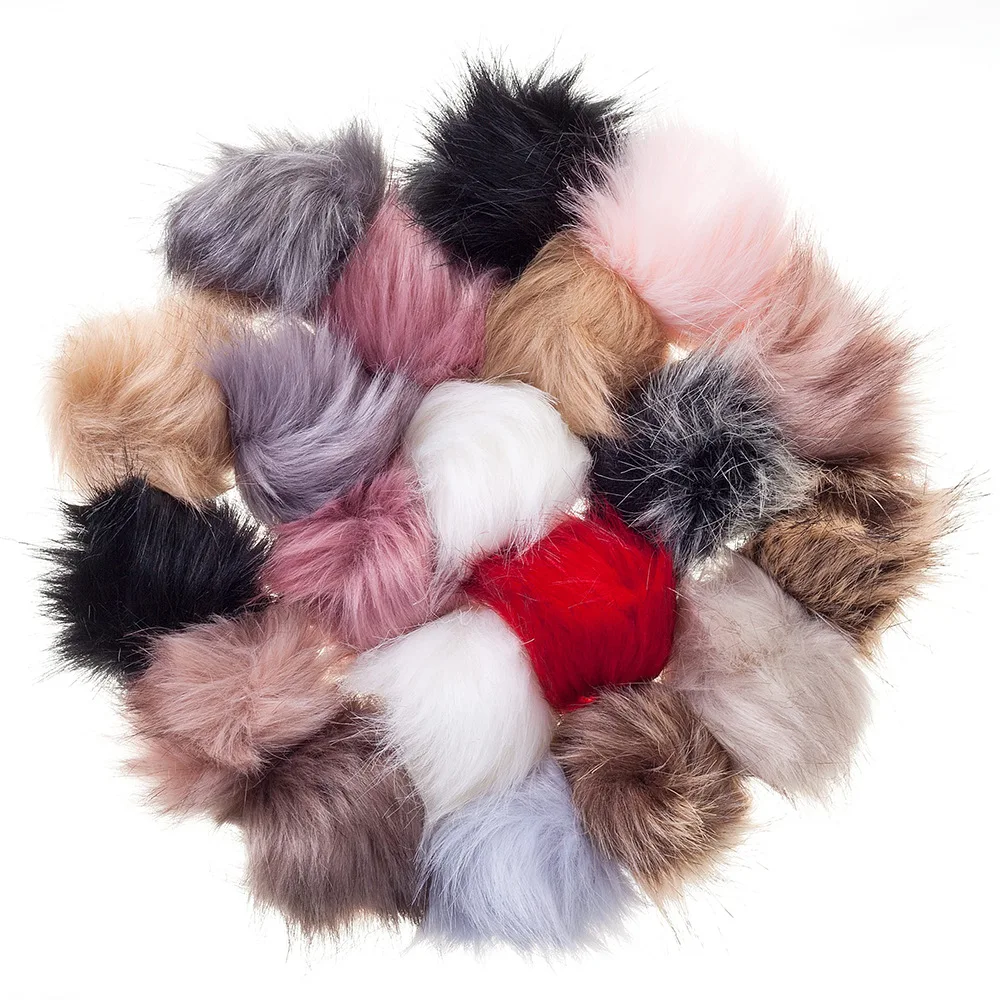 Wholesale Large Faux Fur Poms ball for hats 18cm pom-poms  with pin for hobbycraft bag charms Fluffy red black fur Balls for diy
