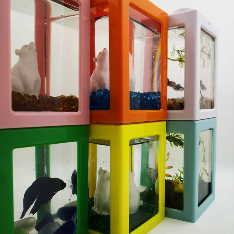 Popular Selling Wholesale Factory Price 9L/7L Guppy Fish Nano Aquarium Glass Fish Tanks with back filter