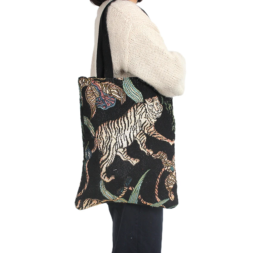 DT Custom woven tapestry tote bag Anime woven blanket fabric shopping bag