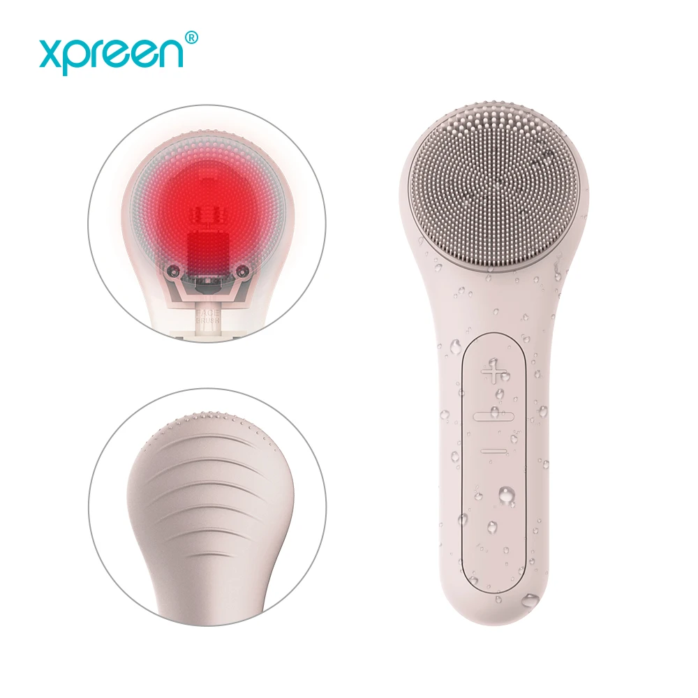 Dual sided facial cleansing brush heating sonic vibration facial cleansing brush