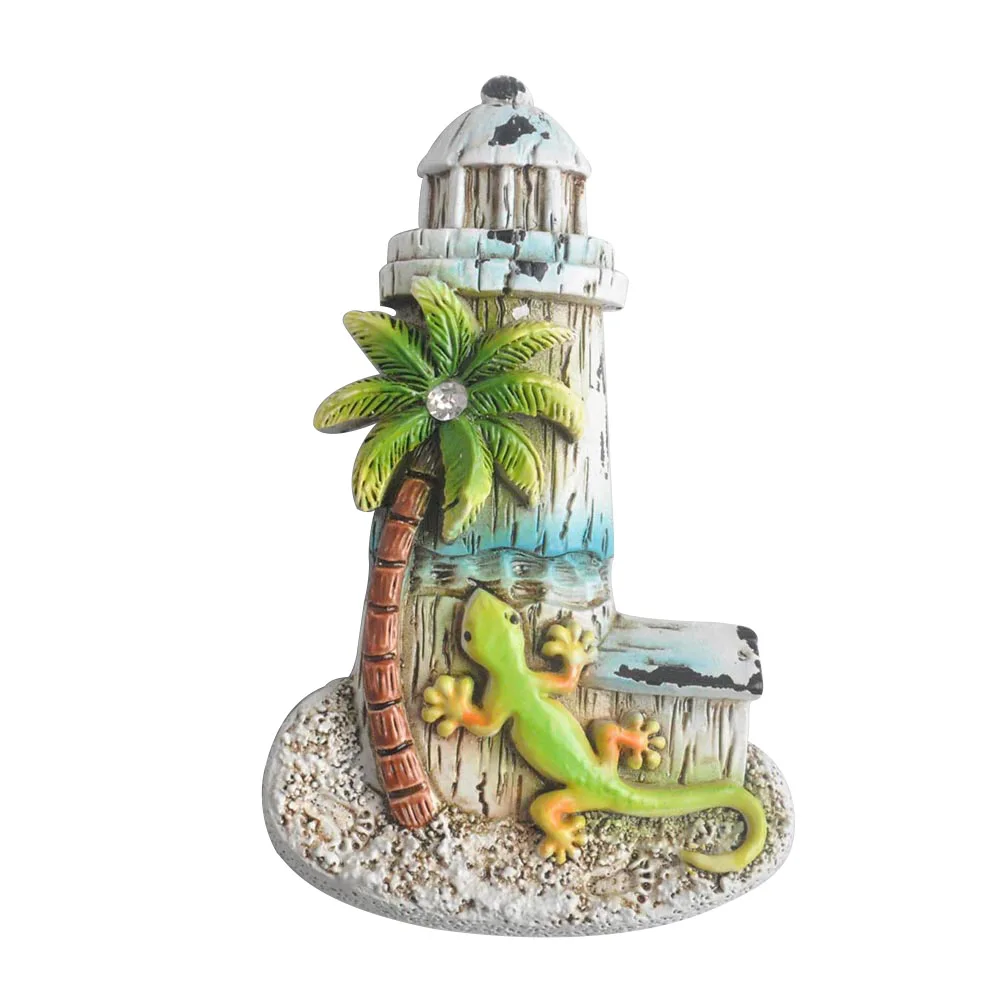 Wholesale tourist attraction promotion souvenir gift, 3d resin ocean lighthouse fridge magnet with gecko and tree