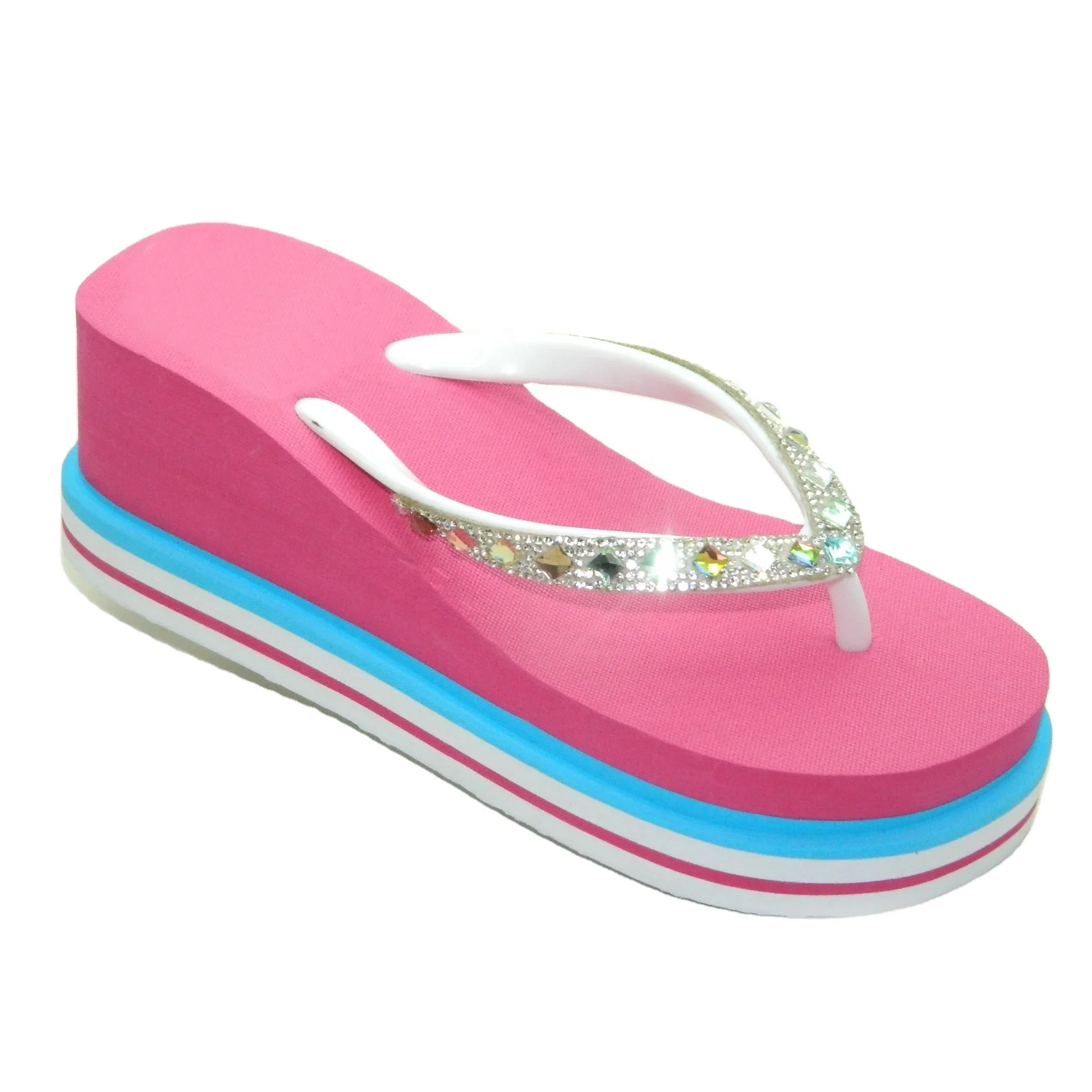 hot selling handmade rhinestone strap women flip flops