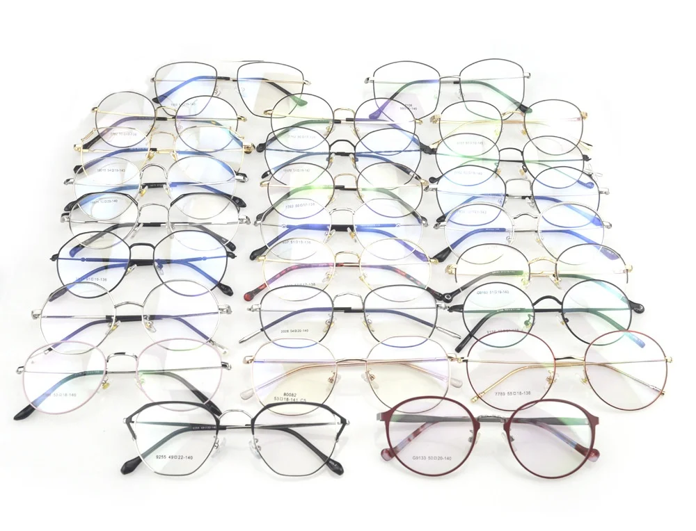 Wholesale Cheapest Stock mixed models men women big round vintage stainless metal optical eyeglasses frame