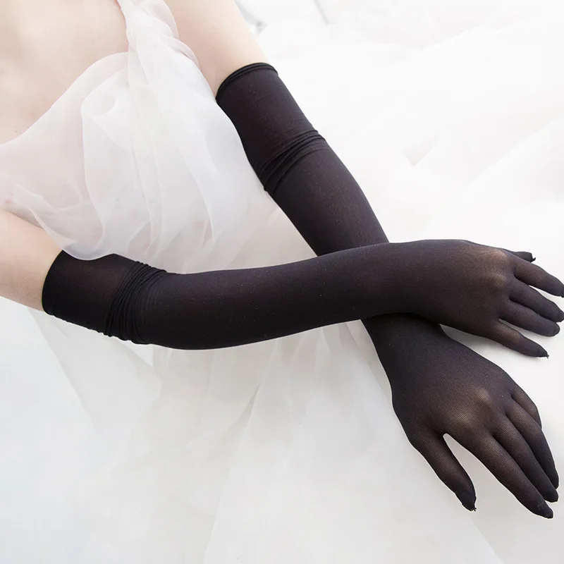 Summer sexy long stretchy sheer lace gg wedding bride girl bridal tulle hand gloves for women