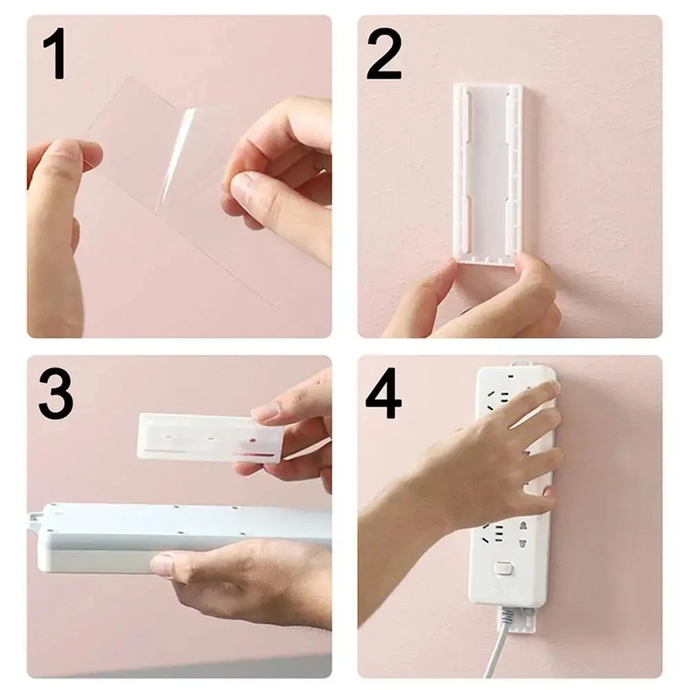 Sticker Punch-free Plug Fixer Home Self-Adhesive Socket Fixer Cable Wire Seamless Power Strip Holder Organizer