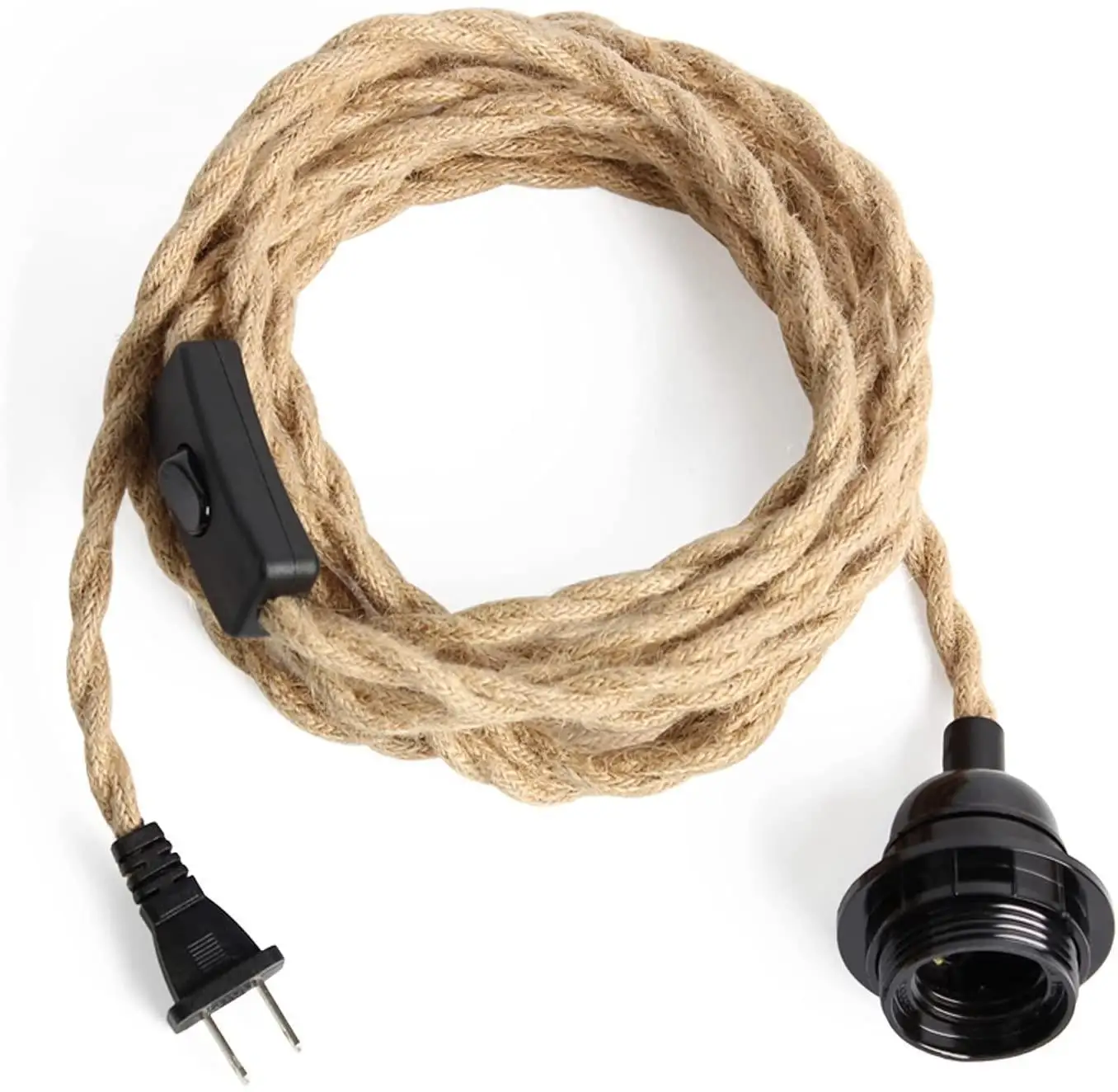 Retro E26 Screw Style Hanging Lamp Kit with Bakelite Electric Wire Cotton Braided Twisted Wire UL Certified 250V Electric Wire