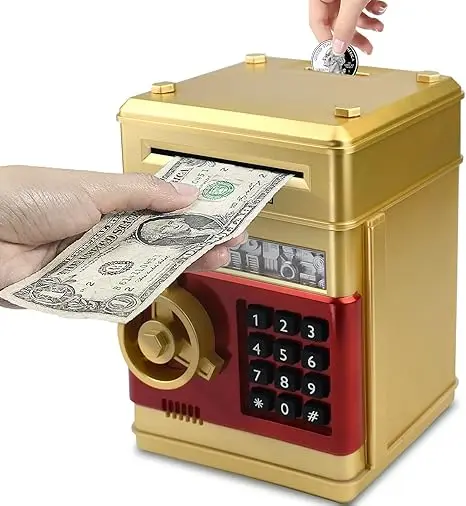 ATM Piggy Bank Security Machine Best Gift for Kids,Electronic Code Piggy Bank Auto Scroll Paper Money Saving Box Coin Bank
