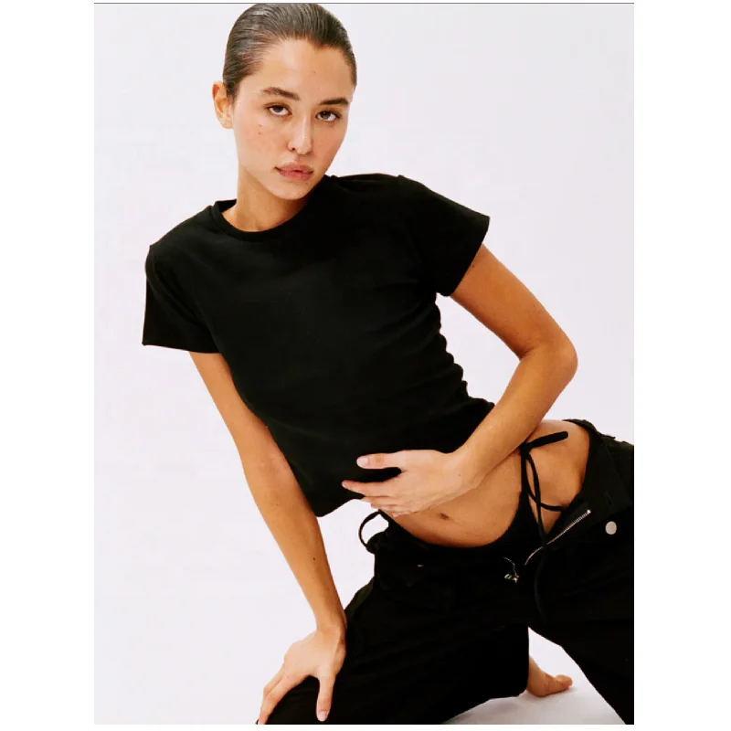 2023 Summer Baby Tee Y2k Crop tops Tee Shirt Sexy Thin Blank shirt For Woman 100% Cotton Breathable High Quality plain T-shirt