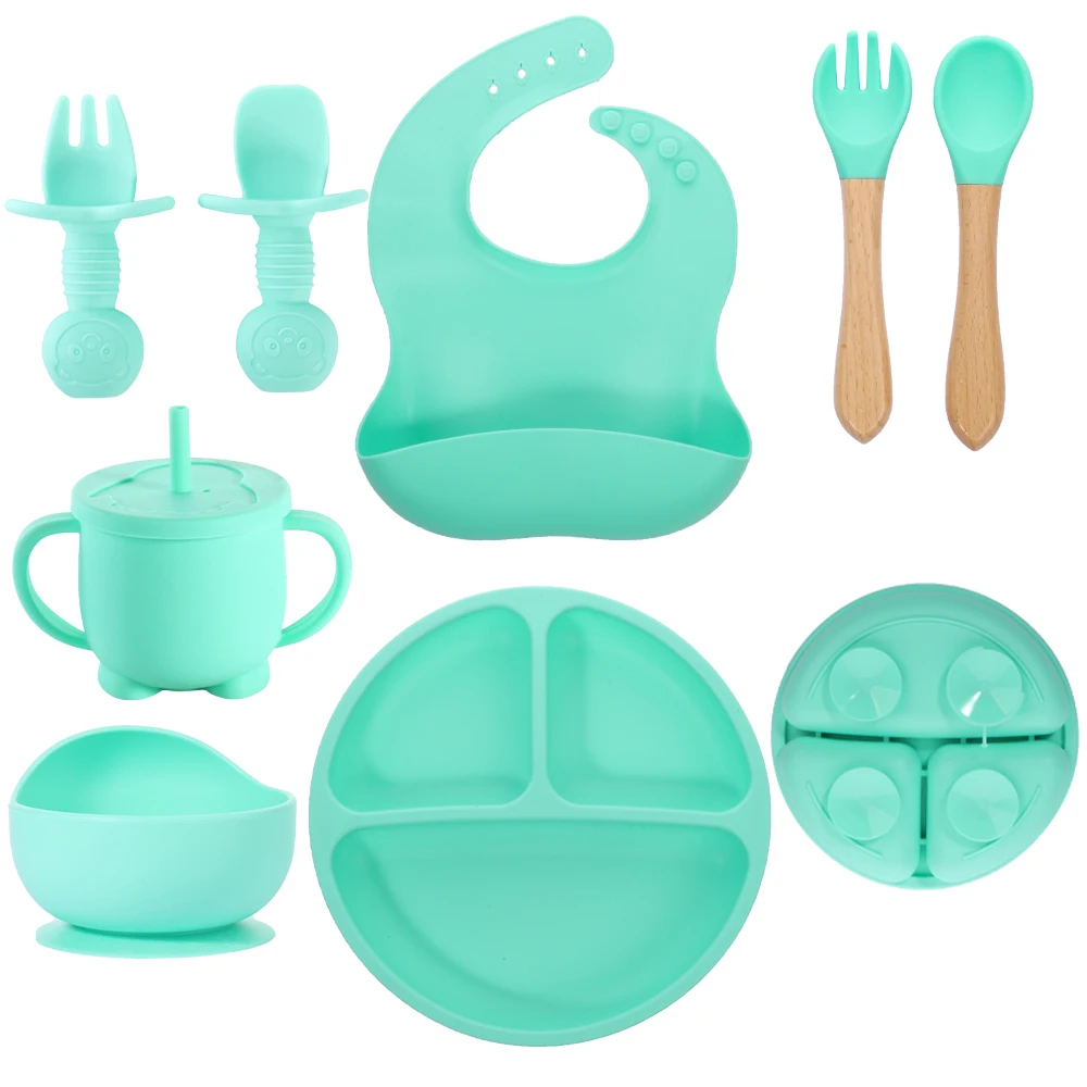 2024 Factory Cheap Price Baby Products Feeding Set Suction Bowl Plate With Spoon And Fork For Training Eating Set