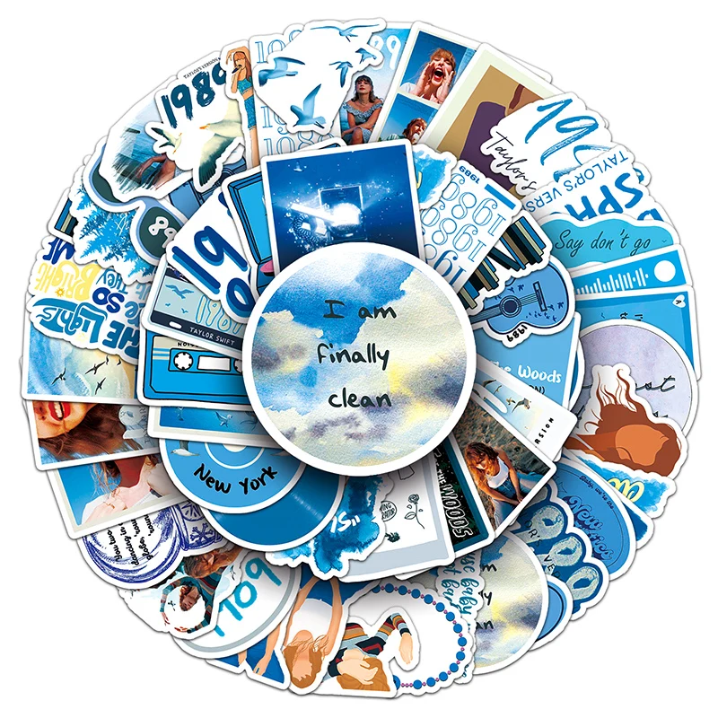 50Pcs Singer Taylor Albums 1989 Decorative Sticker For Suitcase Laptop Guitar Scrapbook Skateboard Waterproof Sticker