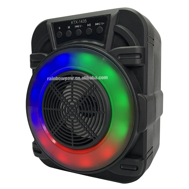 Kts Rgb Speaker Ktx-1435 Bt Wireless Portable Party Speaker 4 Inch Tws Outdoor Fm Mp3 Music Player With Colorful Led Light