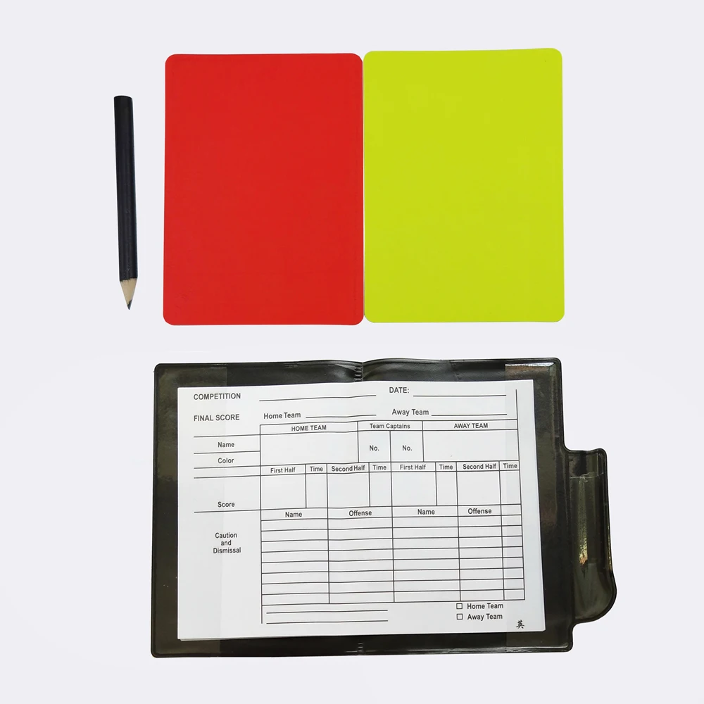 New Sport Football Notebook Neon Soccer Referee Waring Cards Referee Wallet with Red and Yellow Card Set