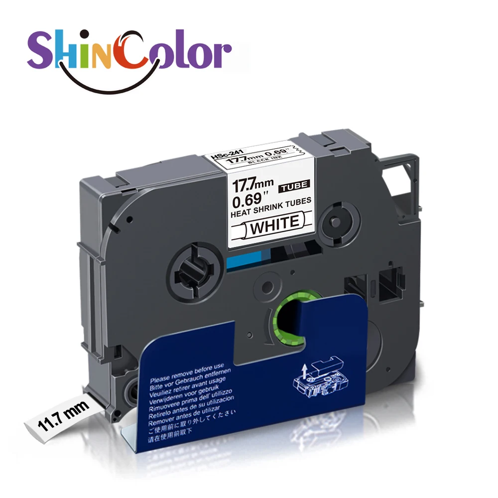 ShinColor 11 7 мм HSe-241 термоусадочная лента для этикеток HSe241 черный на белом совместимая с PT-D400 этикеткой Brother P-touch