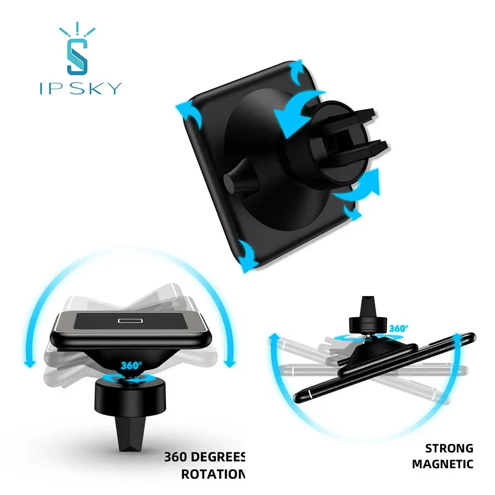 IPSKY сильное магнитное android IOS мобильный телефон Быстрая зарядка автомобиля qi Беспроводное зарядное устройство