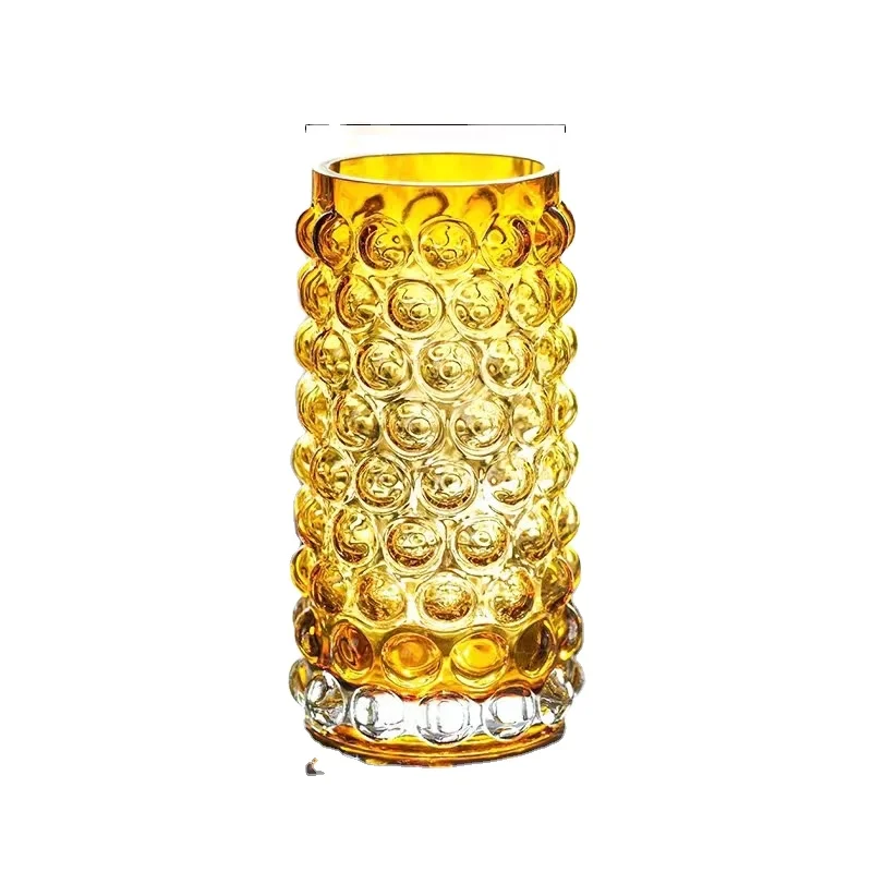Wholesale China Factory 2024 Latest Design Bead Point Glass Vases For Home Decor Cylinder Vase Glass