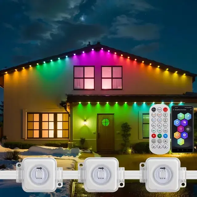 2024 Pixel Lights Christmas Colorful House Eaves Light Decorative Lamp House Eaves Light