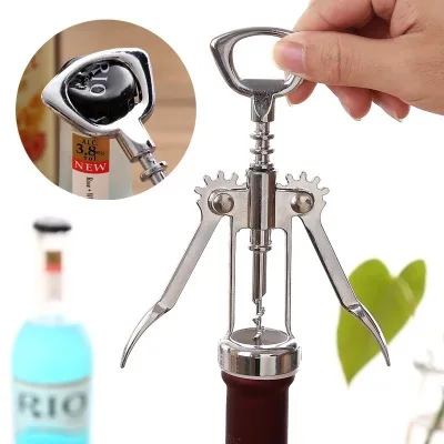 2 in 1 Premium Zinc Alloy Manual Bottle Opener Wing Corkscrew Wine Opener for Gift