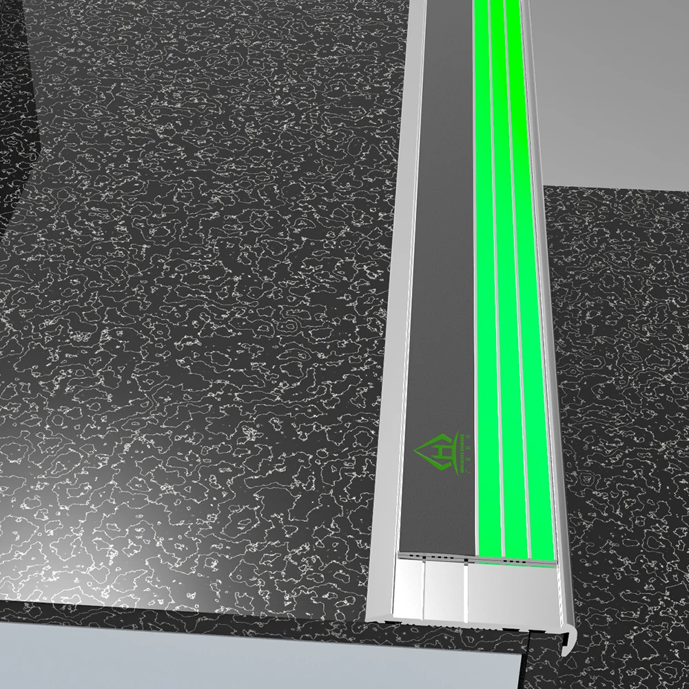 improves safety visible tread nosing aluminum anti-slip stair edge trim