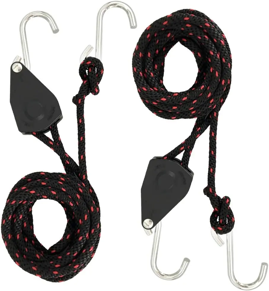 Ratcheting Tie Down Rope Hanger Pulley Stainless Steel Gears Ratchets, heavy duty Polyester 150 lbs Weight Capacity