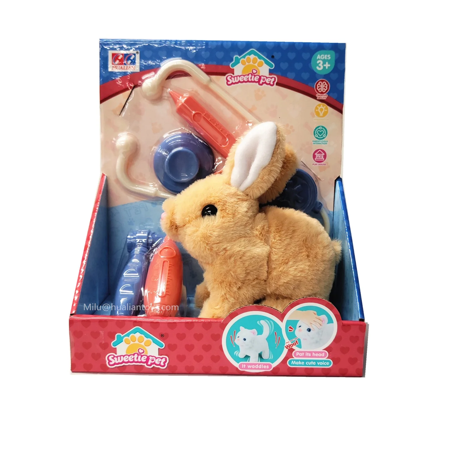 Stuffed animal toys electric pet  walking moving with sounds for plush dog toys kid pet shop care set