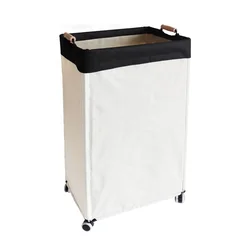 Laundry Basket With wheels Large disassembly Laundry Hampers with Wooden Handles Metal frame 	 home storage & organization