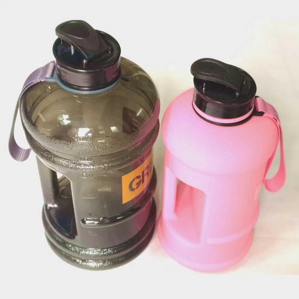 Custom Logo 1.3L 2.2L 2.5L PETG  gym water bottle with new Nylon Strap